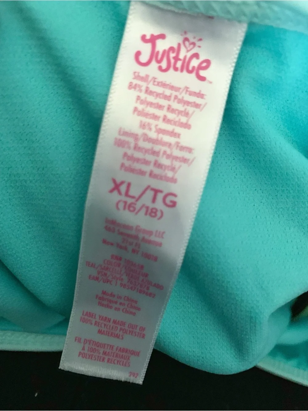 Justice Girls Contrast Cross Strap Two-Piece Swimsuit Bikini XL (16/18)